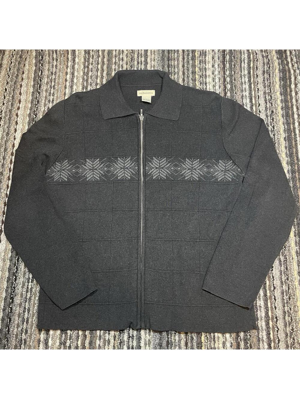 GH Bass Co. Hovden Style Cardigan Jacket Cotton Full Zip Fair Isle Mens L